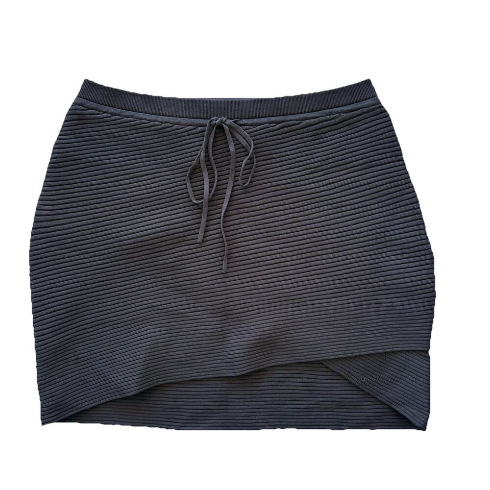 Jonathan Simkhai Black Mini Skirt Women’s Large Athleisure Drawstring Ribbed